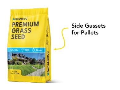 Yellow Grass seed bag with Premium Grass Seed on the front with explainer text on the side