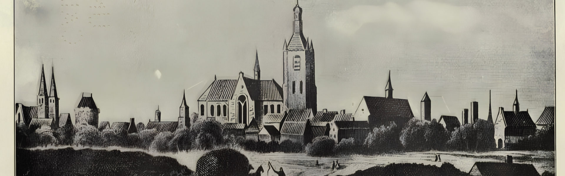 Woodcutting of the city of Arnhem in the middle ages.